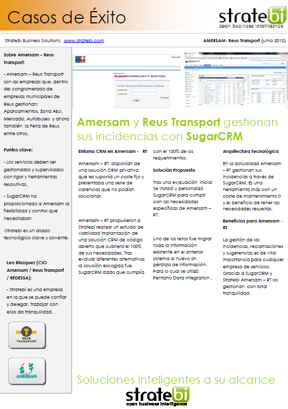 Amersam y Reus Transport gestionan sus incidencias con SugarCRM